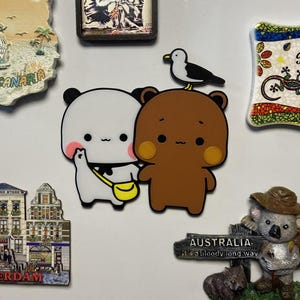 Bubu Dudu Fridge Magnet, Cute Couple Panda Bear Holiday Gift