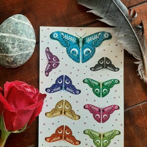Schmetterlinge Sticker Bogen, 8 Aufkleber, handgezeichnet, Schmetterlinge in unterschiedlichen Größen
