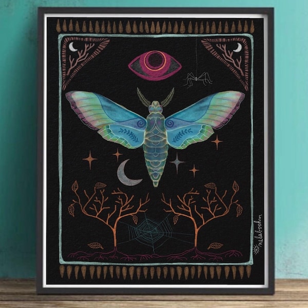 Moth Melancholy Illustration Fine Art Print