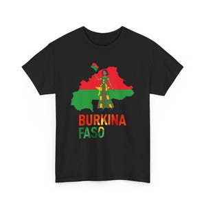 T-shirt graphique Burkina Faso | T-shirt unisexe en coton épais, fierté africaine, représentation culturelle, souvenir de voyage, cadeau pour lui/elle