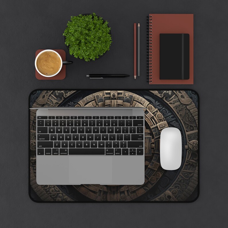 Aztec Mayan Calendar Desk Mat: Large Gaming Mousepad 12" × 18"