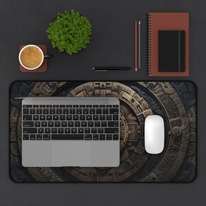 Aztec Mayan Calendar Desk Mat: Large Gaming Mousepad 12" × 22"