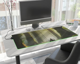 Forest LED Mousepad: Spooky Nature RGB Gaming Desk Mat