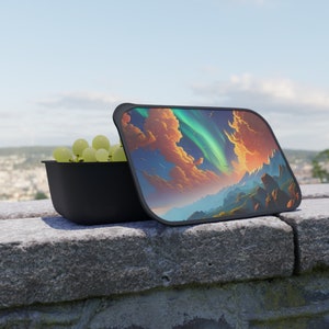 Northern Lights Bento Lunch Box, Sustainable Bento Box, Cute Eco-Friendly Picnic Accessories