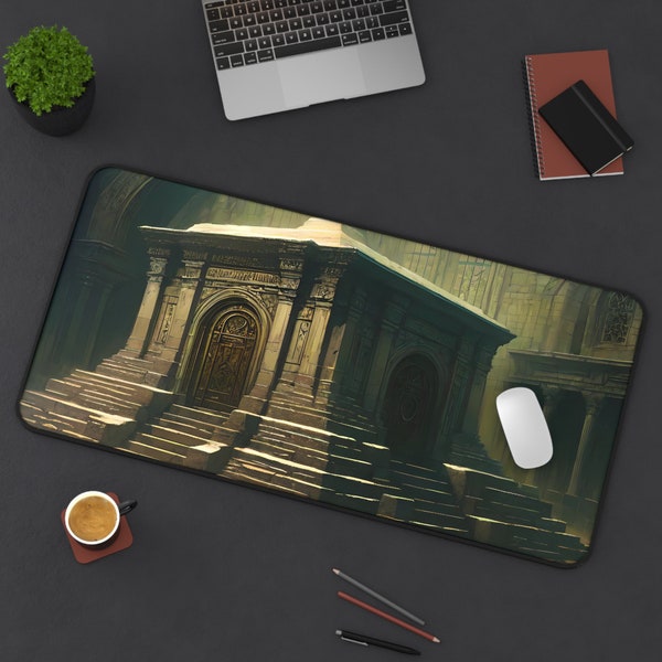 Ancient Crypt Desk Mat, Fantasy Adventure Mousepad, Extra Large Card Game Playmat, Balin's Tomb Inspired Mousepad