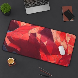 Red Geometric Desk Mat, Art Lover Mousepad, Extra Large Card Game Playmat