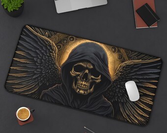 Angel of Death Desk Mat, Cool Unique Art Style Mousepad, Extra Large Card Game Playmat, Grim Reaper Gift Ideas