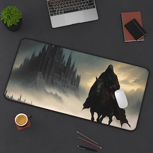 Mysteriöse Kapuzen-Reiter-Schreibtischmatte, Action-Abenteuer-Stil Mousepad, extra große Kartenspiel-Spielmatte, Fantasy-Liebhaber Mousepad