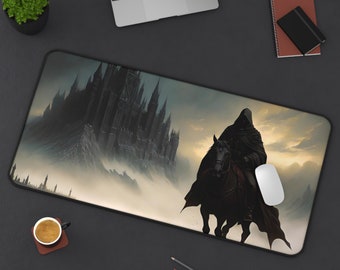 Mysterious Hooded Rider Desk Mat, Action Adventure Style Mousepad, Extra Large Card Game Playmat, Fantasy Lover Mousepad