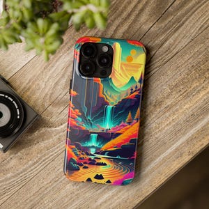 Natures Canvas Phone Case, Artistic Nature-Themed Phone Case, Colorful Artistic Waterfalls and Mountains, iPhone/Samsung Galaxy Case