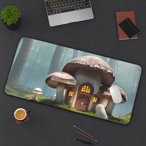 Pilz Hut Schreibtischunterlage, Natur Fantasy Ästhetische Mousepad, extra große Kartenspiel Matte