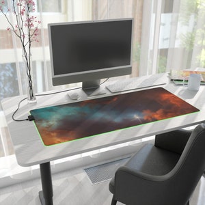 Galaxy RGB LED Mousepad: Space Themed Extra Large Desk Mat