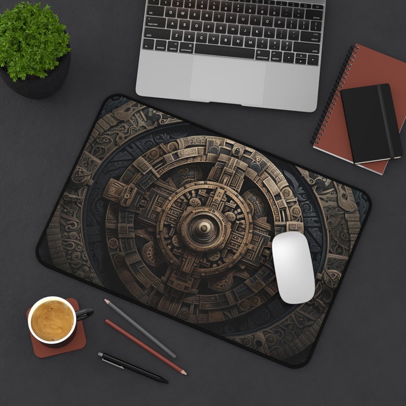 Aztec Mayan Calendar Desk Mat: Large Gaming Mousepad image 3
