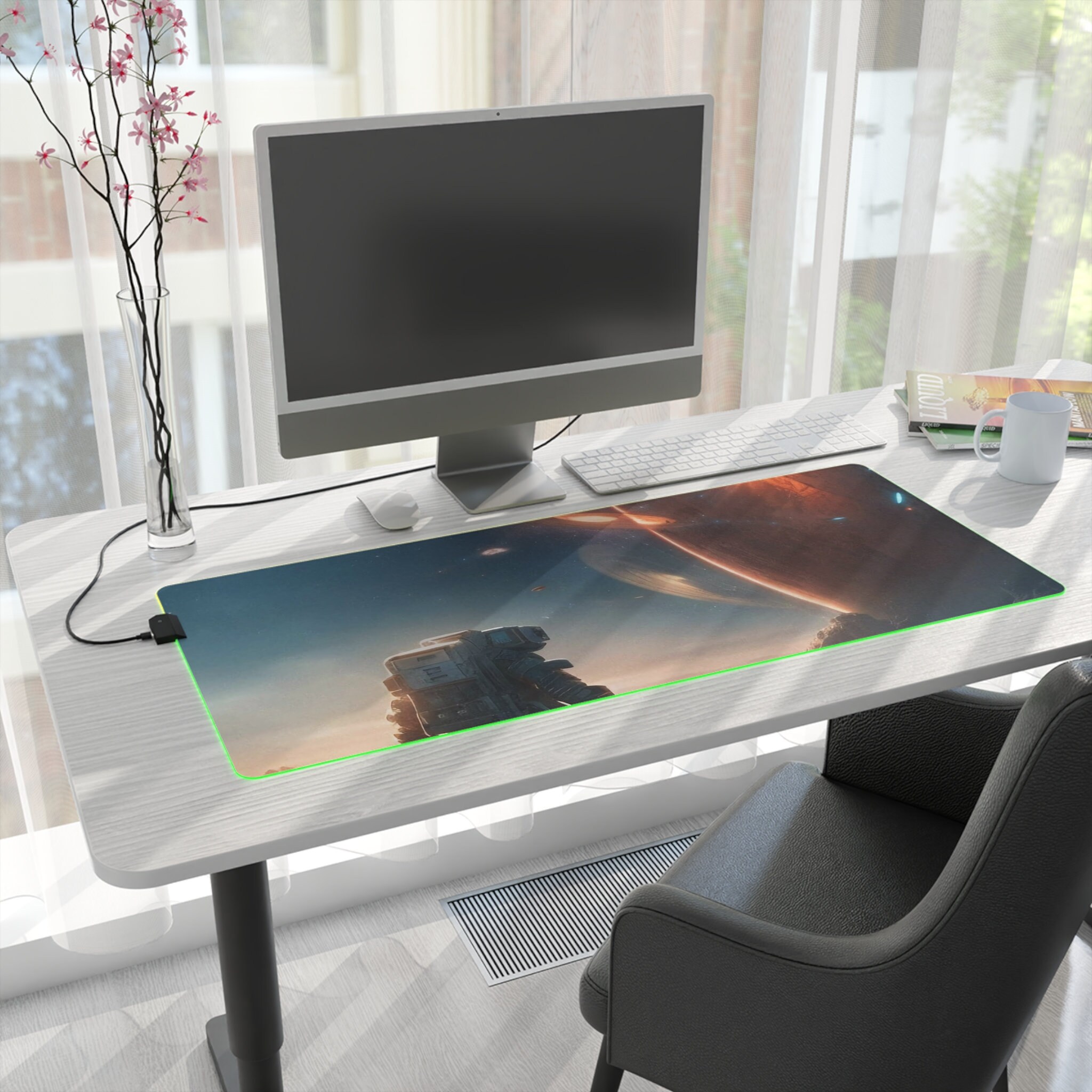 Astronaut Desk Mat: Space RGB LED Gaming Mousepad