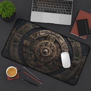 Aztec Mayan Calendar Desk Mat: Large Gaming Mousepad image 2