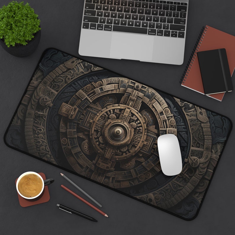 Aztec Mayan Calendar Desk Mat: Large Gaming Mousepad image 2
