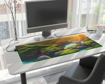Zen Garden RGB LED Mousepad, Large Natural Scenery Desk Mat