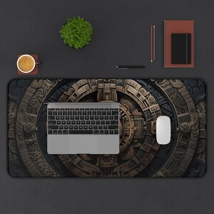 Aztec Mayan Calendar Desk Mat: Large Gaming Mousepad 15.5" × 31"