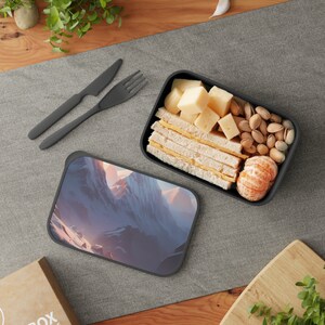 Snowcapped Mountains Bento Lunch Box, Cool Bento Box, Sustainable Eco-Friendly Plastic Alternative Lunchbox