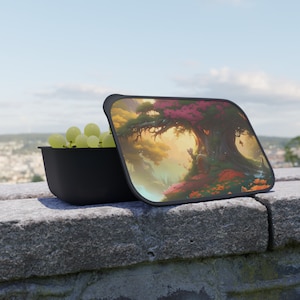 Forest Themed Sustainable Bento Lunch Box, Kawaii Nature Friendly Bento Box, Cute Eco-Friendly Lunch Box