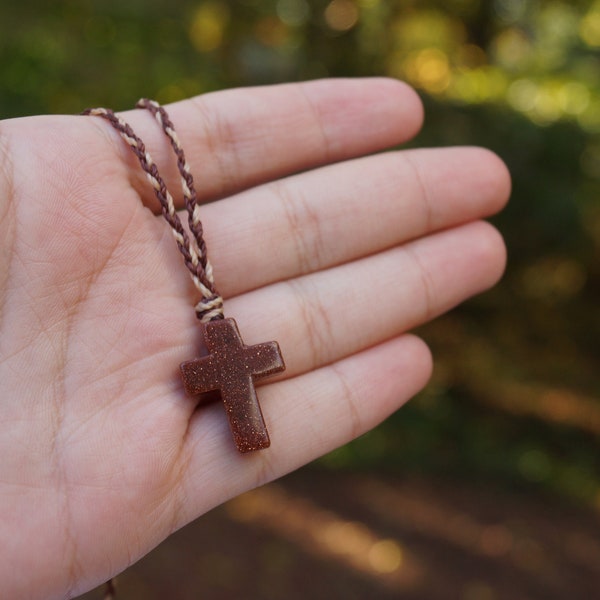 Handmade Cross Necklace | Stone Pendant | Crystal Necklace | Natural Gemstone Cross Necklace | Cross Pendant | Christian Necklace.