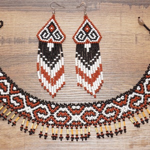 Shipibo Handmade Necklace and Earrings | Multicolored Shipibo Necklace | Peruvian Shipibo Chocker | Multicolored Earrings | Beautiful Set