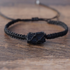 Raw Black Tourmaline Bracelet | Tourmaline Bracelet | Genuine Black Tourmaline | Black Bracelet | Crystal Bracelets | Gemstone Bracelet.