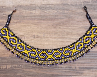 Collar Shipibo hecho a mano / Collar Shipibo multicolor / Gargantilla Shipibo peruana