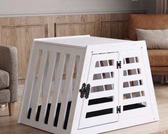 Modern houten hondenhok: stijlvolle en comfortabele huisdierbench voor binnen