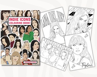 INDIE ICONS Colouring Book, Music Colouring Book, Female Musicians, Indie music, Music Gift Ideas, Feminist Colouring Book, Lgbtq