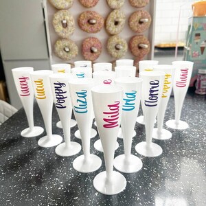 Personalised white flutes - hen party, birthdays, children’s parties