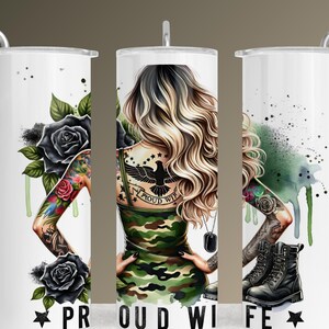 Military Wife Tumbler Wrap, Military Boots, Proud Patriotic Wife, US American Flag Sumblimation Tumbler Wrap Digital Design PNG File