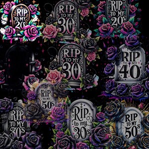 20 代、30 代、40 代、50 代、60 代の節目の誕生日クリップアート コレクション、20 代の死 PNG、誕生日昇華デザイン、デジタル ダウンロード