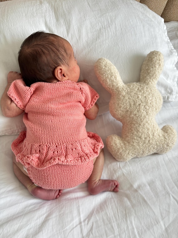 Conjunto de tricô para bebê menina, Body de tricô para bebê