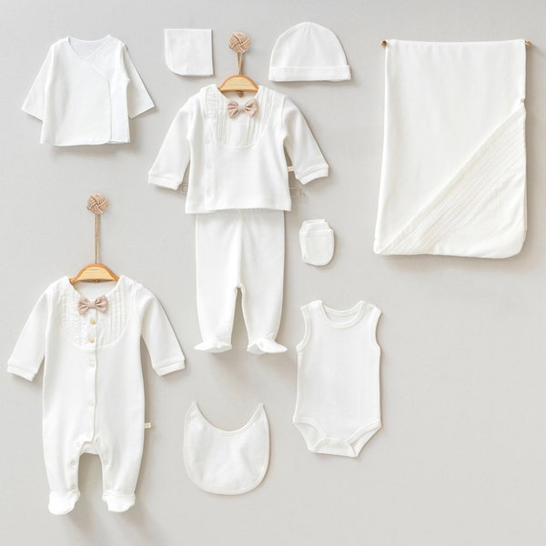 Tenue pour le retour à la maison pour nouveau-né garçon, tenue de sortie d'hôpital pour nouveau-né bébé garçon, ensemble de vêtements pour nouveau-né garçon, cadeau baby shower garçon (10 pièces)