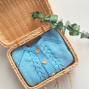 Knitted Baby Romper and Cardigan Set of 2, Knitted Baby Clothes, Cotton Knit Baby Outfit- Hand Knitted Baby Clothes- Knit Baby Set