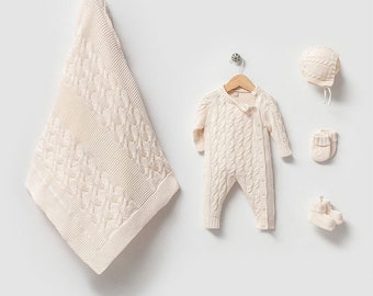 Newborn Knitwear Coming Home Outfit,5 setBaby Gift for Hospital Exit,Mom Dad Baby Hospital Outfit, Newborn Gender Neutral