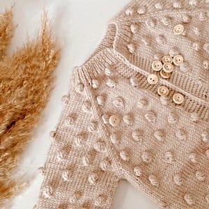 Knitted Baby Bubble Cardigan, Knitted Baby Clothes, Cotton Knit Baby Outfit- Hand Knitted Baby Clothes- Knit Cardigan,Baby Gift,Baby Shower