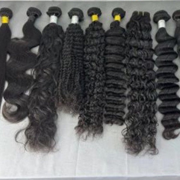 Cheveux brésiliens 100 % vierges abordables | 10A cheveux humains brésiliens | cheveux humains non transformés | Rallonges de cheveux| Offre groupée de 3 | Tissage