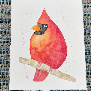 Cardinal on a Branch Watercolor
