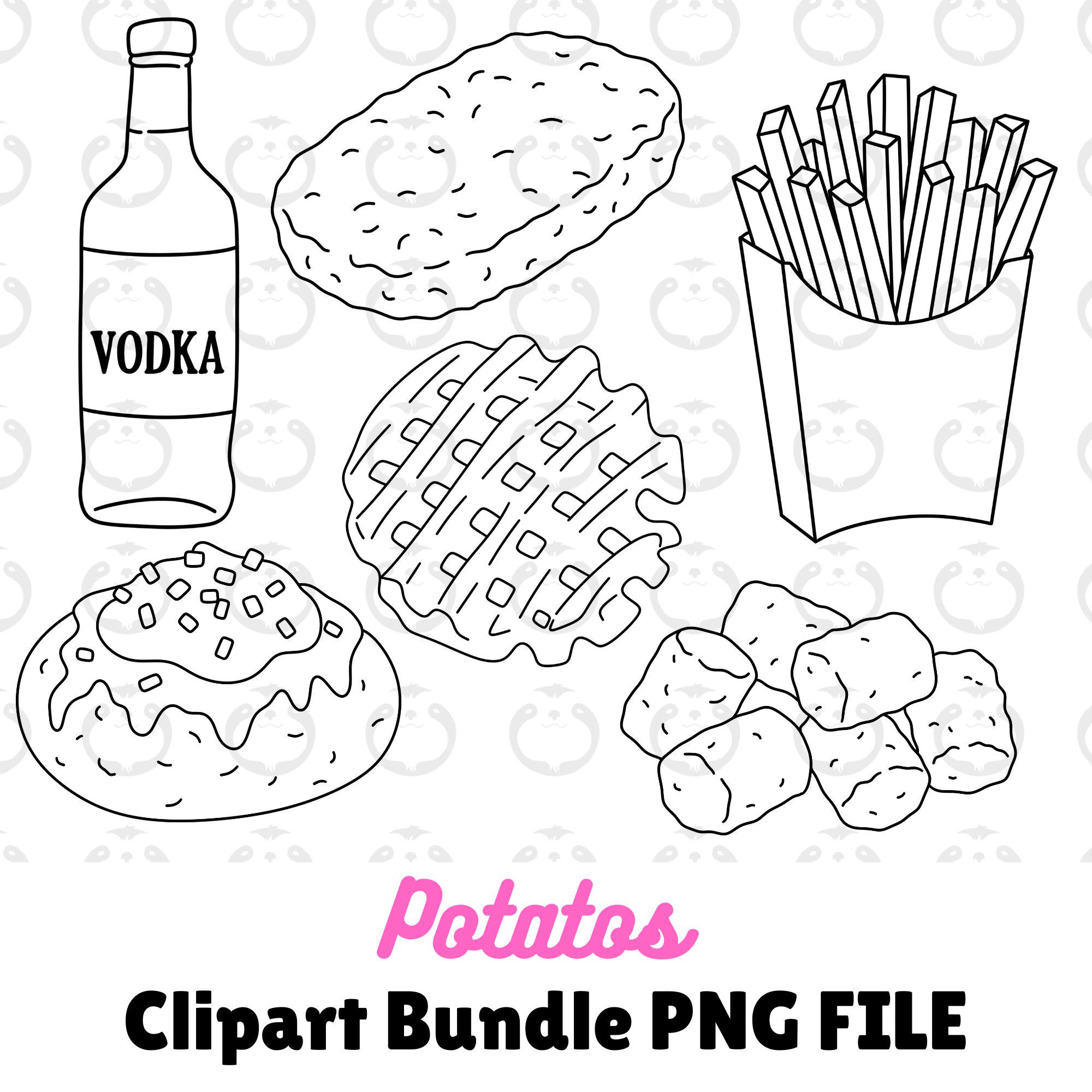 Potatos Clipart PNG - Digital Design Line Art Food Graphics for DIY and ...