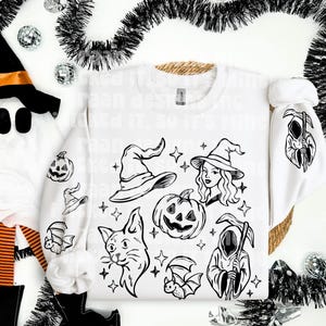 Halloween Tattoo Flash Clipart-PNG-Elements-Pumpkin-spooky Clipart PNG-witch clipart-Digital Planner-Stickers-Digital File-Trending PNG