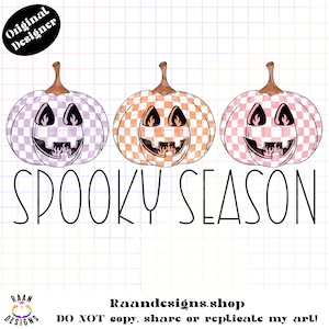 Saison effrayante Jack O'lanternes -PNG-TShirt-Design-Digital-Halloween-Haunt-Boo-Checkered-Fire-Flame-Fall-Vibes-Citrouilles-RAAN