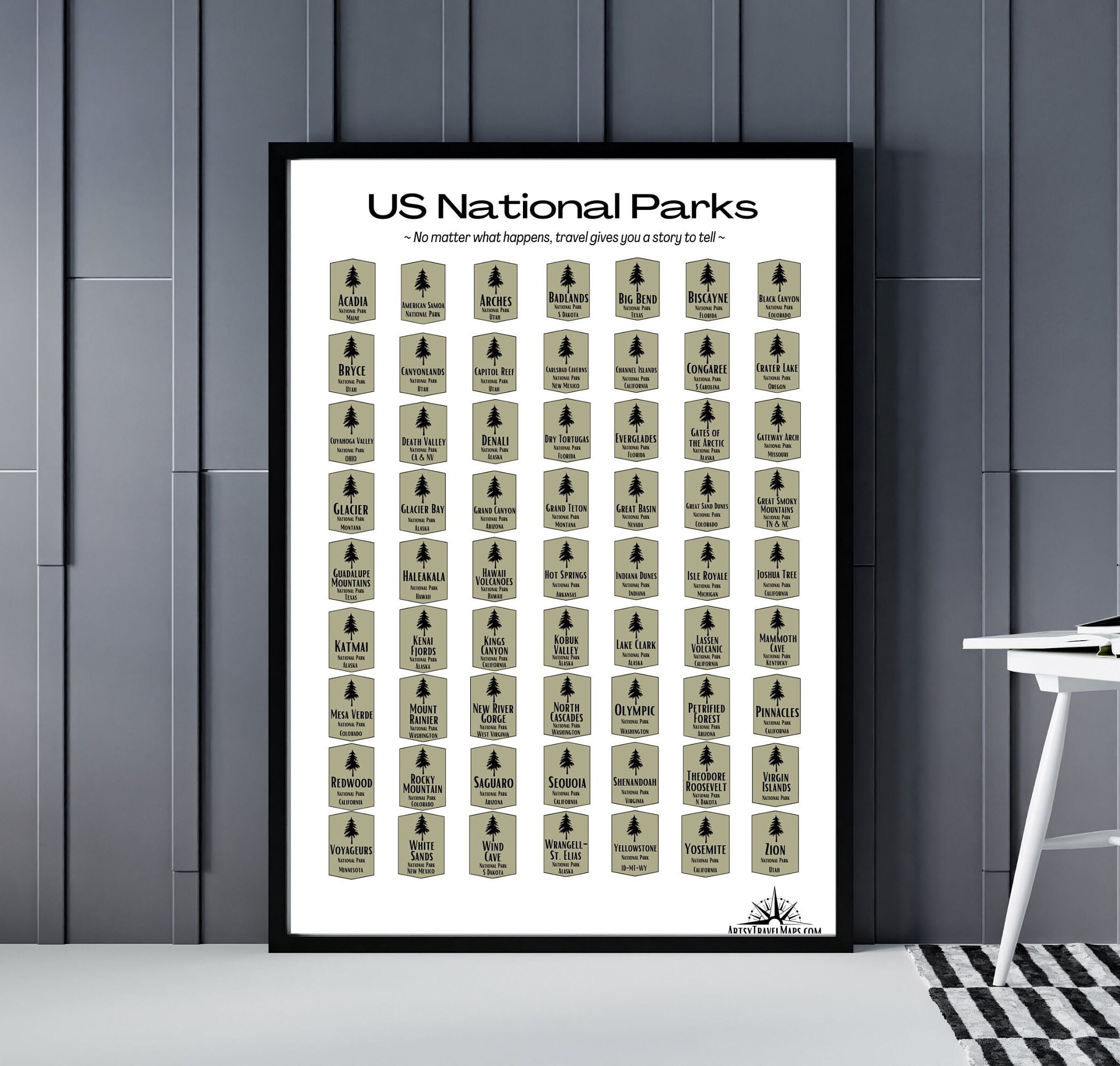 Enno Vatti US National Parks Scratch Off Poster - Map Of 63