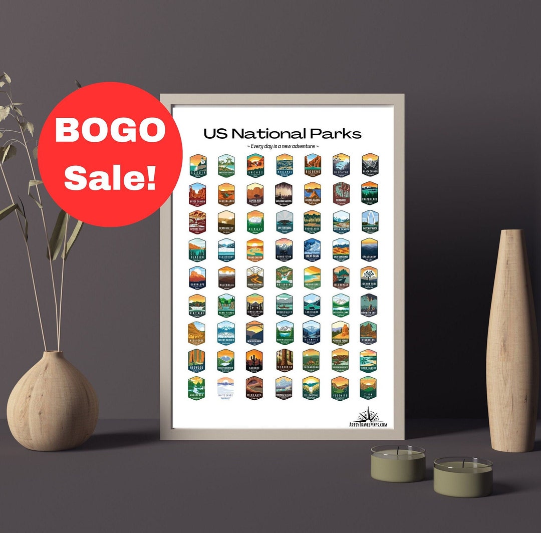 Clearancepick 2 National Parks Scratchoff Poster, Scratchoff Map