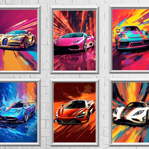 6 Car Posters | Super Car Bundle | Digital Prints