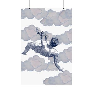 Póster vertical artístico: Nubes e Ícaro, decoración del hogar, arte de pared, regalo para amantes del arte.