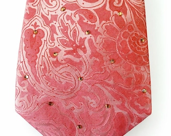 Tulip pink paisley bling tie - Free shipping!