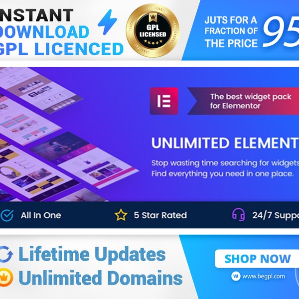 Unlimited Elements for Elementor Pro | Best Premium Plugin | GPL Licensed | Lifetime Updates | Direct Download | Best Addon for Elementor