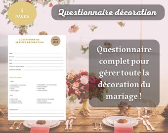 Wedding decoration questionnaire model, wedding organization, wedding planner models, personalized wedding kit, wedding organization help